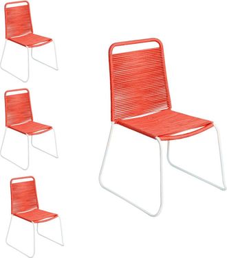 LOLAhome Set de 4 sillas de jardín Antea apilables de cuerda y acero coral