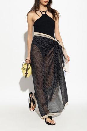 Balmain Silk Pareo, Womens, Black