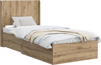 vidaXL Estructura De Cama Con Almacenamiento Y Cabecero Roble Artisan Vidaxl