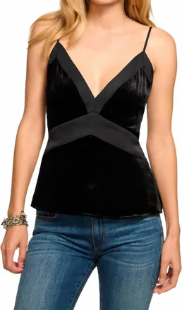 Ramy Brook Otis Velvet V-Neck Cami Tank Top In Black