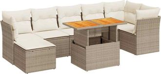 vidaXL Set De Sof&aacute;s De Jard&iacute;n Y Cojines 8 Piezas Rat&aacute;n Sint&eacute;tico Beige Vidaxl