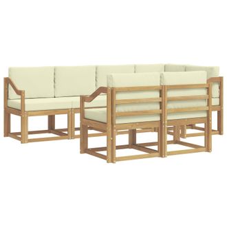 vidaXL Conjunto De Sof&aacute;s De Exterior 7 Pcs Blanco Y Crema Poli&eacute;ster Vidaxl