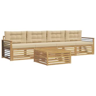vidaXL Conjunto De Sof&aacute;s De Exterior Con Coj&iacute;n 5 Pcs Y Beige Vidaxl