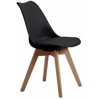 Home Heavenly Home Heavenly- Pack 4 Sillas Comedor Tulipa, Dise&ntilde;o N&oacute;rdico Con Asiento Acolchado Color: Negro