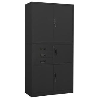 Berkfield Home Office Cabinet Anthracite 90x40x180 cm Steel in Black | Size: 90 x 40 x 180 cm