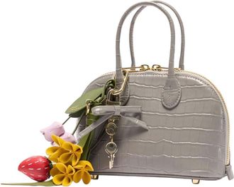 Self Portrait Crocodile-Embossed Calf Leather Mini Bag - Gray