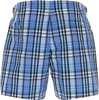 Burberry Mens Plaid Polyester Blend Swimming Shorts Blue Nylon Swimwear