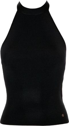 Anine Bing Geribbelde haltertop met open rug - Dames - Tops zonder mouwen - Zwart - L - Polyester - Tops