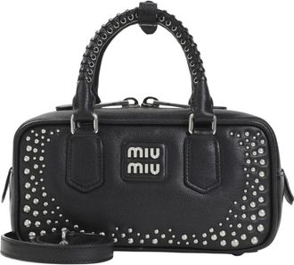 Miu Miu Arcadie Studded Leather Bag - Bags - Mujer - Negro - ONE SIZE