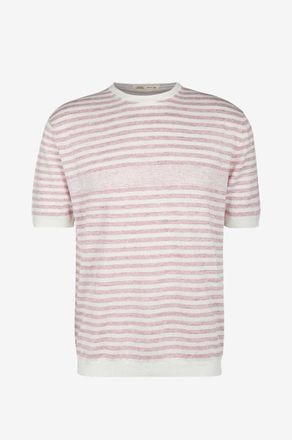 Maurizio Baldassari Gestreiftes kurz&auml;rmeliges T-Shirt aus Leinen