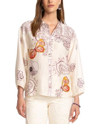 Johnny Was Rosabelia Silk-Blend Shirt