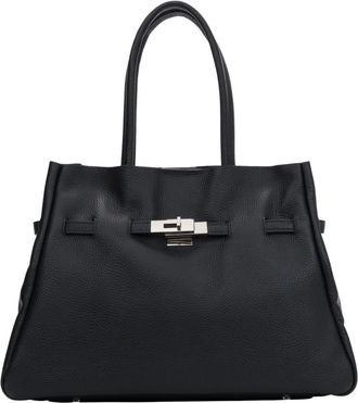 Estro & Luminara Satchel Geschikt voor A4 - Dames - Shoppers - Zwart - ONE Size - Leer - Tassen