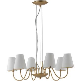 Fan Europe Lampadario CANTO in metallo oro con sei diffusori in vetro bianco