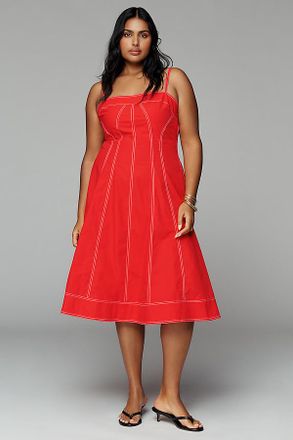 Pilcro Marin Cotton Poplin Midi Dress by Pilcro
