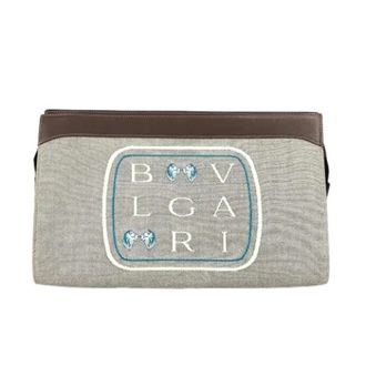 Bulgari Pre-owned Clutches, unisex, Gray, Size: ONE SIZE Pre-owned Canvas Pouch