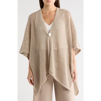 Vince Camuto Open Knit Button Front Ruana in Neutral at Nordstrom Rack