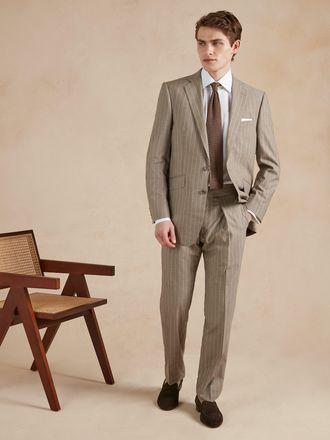 Oliver Brown Chester Striped Suit - Beige