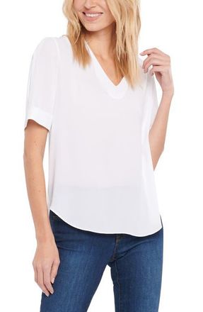 NYDJ Charming V-Neck Top in Optic White at Nordstrom, Size Medium