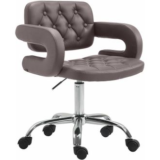 Clp Taburete Con Ruedas Dublin En Cuero Pu Marr&oacute;n