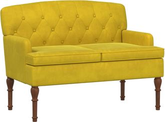 vidaXL Sof&aacute; Amoroso Con Botones Acolchados Amarillo Claro Terciopelo Vidaxl