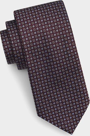 Canali Men & apos;s Geometric Woven Silk Tie