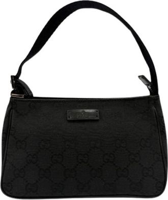 Gucci Pre-owned GG Canvas Schoudertas - Dames - Vintage Schoudertas - Zwart - ONE Size - Leer - Vintage