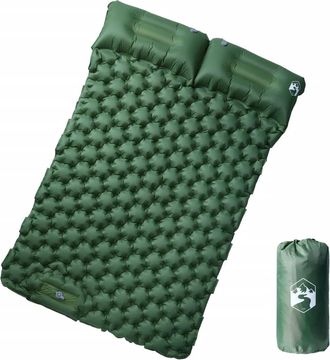 vidaXL Colch&oacute;n De Camping Autoinflable Con Almohadas 2 Personas Verde Vidaxl