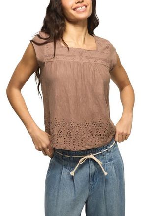 Lucky Brand Eyelet Lace Top in Etherea at Nordstrom, Size X-Large