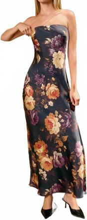 Dress Forum Hidden Haven Strapless Bias Cut Maxi Dress In Black Floral