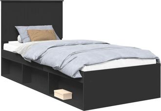vidaXL Estructura De Cama Negro 90 X 190 Cm Madera De Pino Macizo Vidaxl
