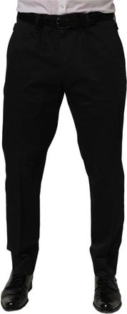 Dolce & Gabbana Katoenen Tapered Leg Dress Pantalon - Heren - Nette broeken - Zwart - 2XL - Katoen - Broeken