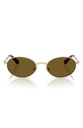 Swarovski 53mm Oval Sunglasses in Pale Gold /Light Brown at Nordstrom