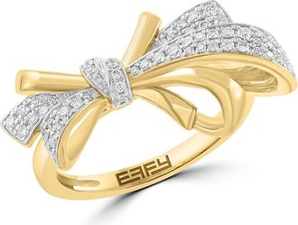 Effy 14K White & Yellow Gold Diamond Ribbon Bow Ring in 14K Gold at Nordstrom, Size 7