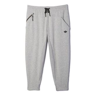 adidas originals Athleisure Casual Sports Knit Cropped Pants Gray AB9282