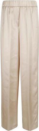 PESERICO Pantalone Raso di Viscosa - Dames - Wijde Broeken - Beige - L - Satijn - Broeken