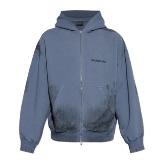 Balenciaga Hoodies & sweatvesten, Heren, Blauw, L, Katoen, Sweatshirts & Hoodies