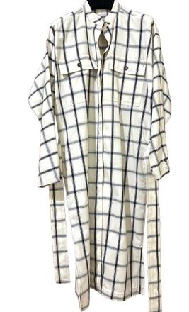 Maison Margiela Virgin Wool Black And White Checked Shirt Dress Size 38