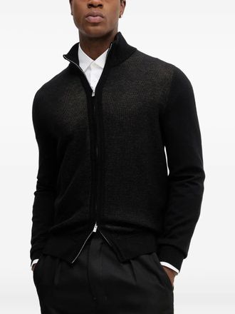 BOSS Vest met hoge hals en rits - Zwart