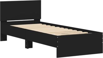 vidaXL Vidaxl - Bed Frame without Mattress with Headboard Black 75x190 cm Small Single