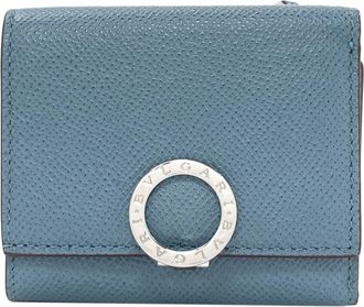 Bulgari Blue Leather Wallet (Tri-Fold) (Pre-Owned)