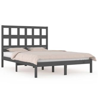 Berkfield Home Bed Frame Grey Solid Wood Pine 200x200 cm