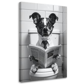 Feeby Cuadro Sobre Lienzo, Perro En El Ba&ntilde;o, 80x120