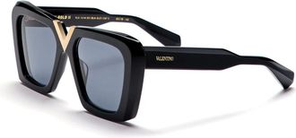 Valentino Vlinder Zonnebril Zwart Goud Rook Grijs - Dames - Zonnebrillen - Zwart - ONE Size - Accessoires