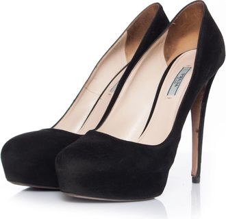 Prada Pre-owned Womens Black suede platform pumps. - Size EU 41