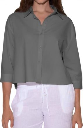 Starkx Lia Cropped Button Up Top In Wall Street Grey
