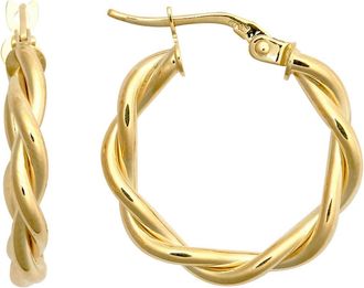Jewelco London 9ct Gold Plain Twisted Double Interlocked 3mm Hoop Earrings 20mm - JER785B