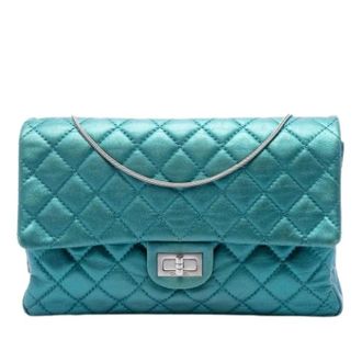 Chanel Pre-owned Vintage Quilted Flap Shoulder Bag - Dames - Pre-owned - Blauw - Maat: ONE Size Leer