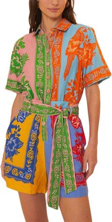 Farm Rio Farm Rio Lace Garden Mix Scarves Linen-Blend Romper