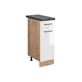 Vicco Mueble Bajo De Cocina R-line, Blanco Alto Brillo, 30 Cm, Et Antracita