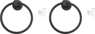 OEM 2 Anillos Para Toallas De Ba&ntilde;o, Toallero Redondo De Pared En Acero Inoxidable 304 Con Acabado Cepillado (negro)